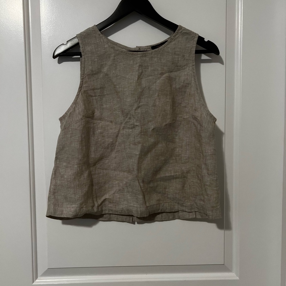 NWT Quince 100% European Linen Cropped Tank (Color: Flax)